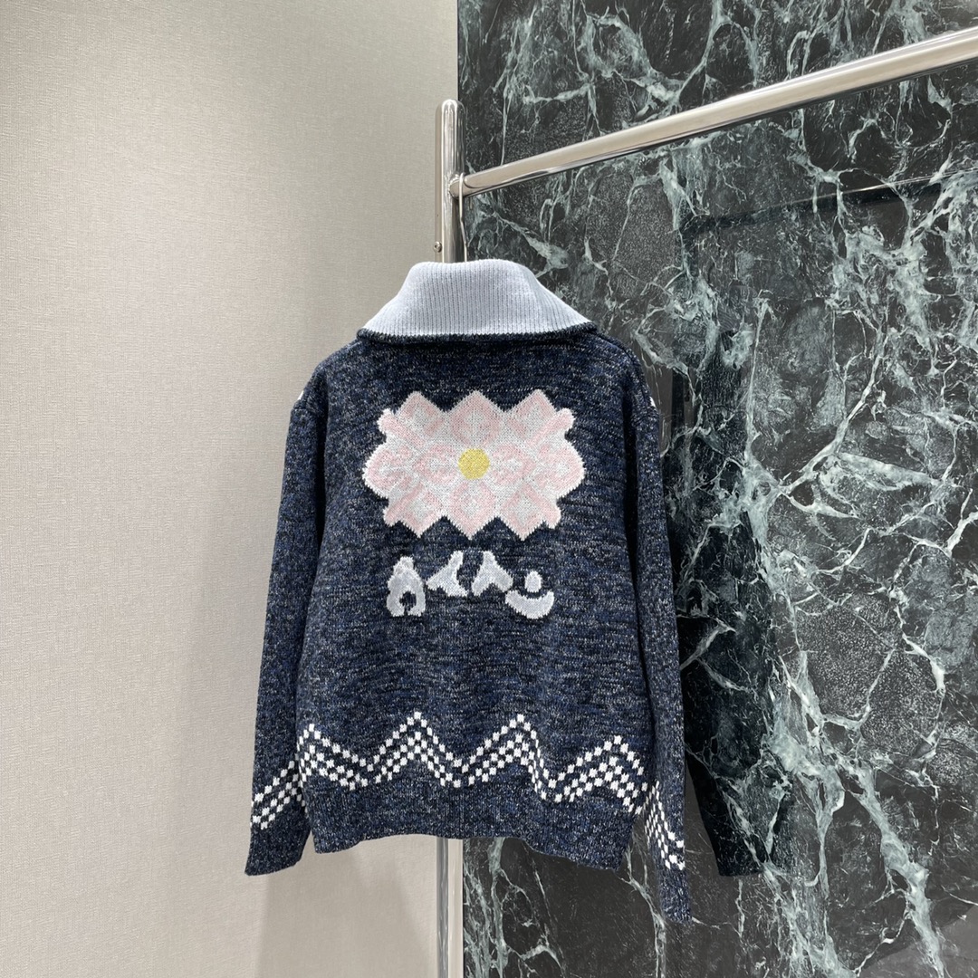 路易 25秋冬新款 撞色针织外套 Pharrell Williams X Nigo联名款 大翻领宽松版型