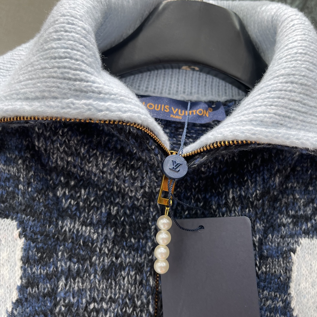 路易 25秋冬新款 撞色针织外套 Pharrell Williams X Nigo联名款 大翻领宽松版型