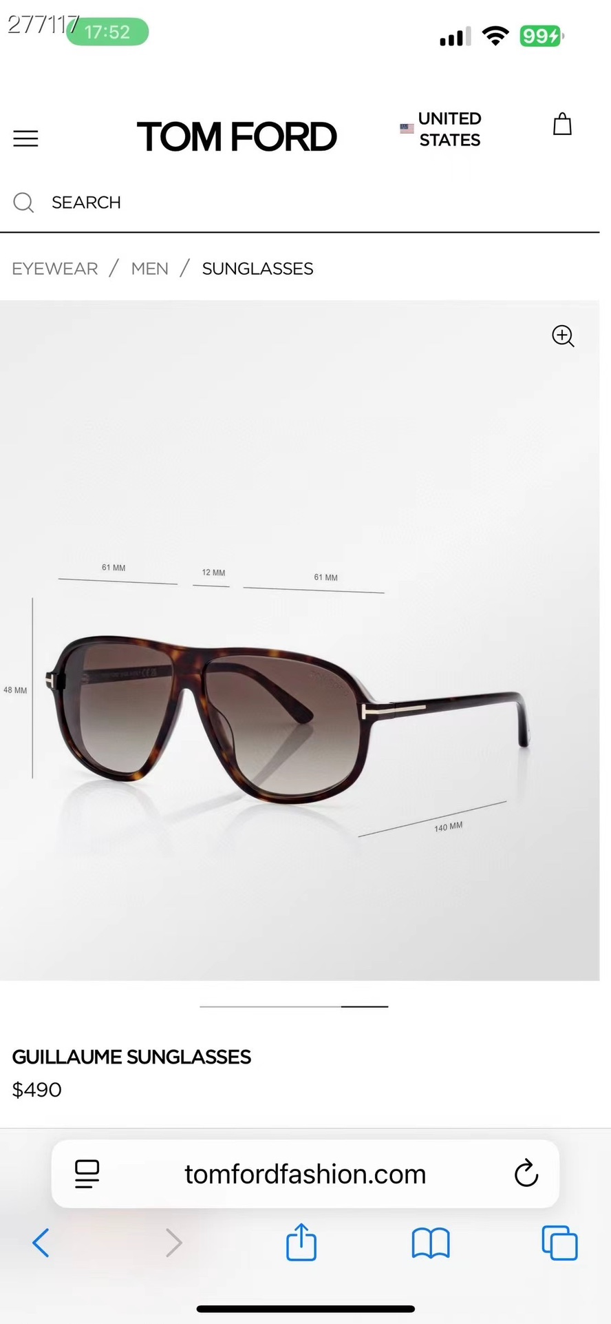 ‼️TOM FOR*官网原版一比一汤姆福*官网秋冬新款 刚刚到货FT1208，Size：61-12-14