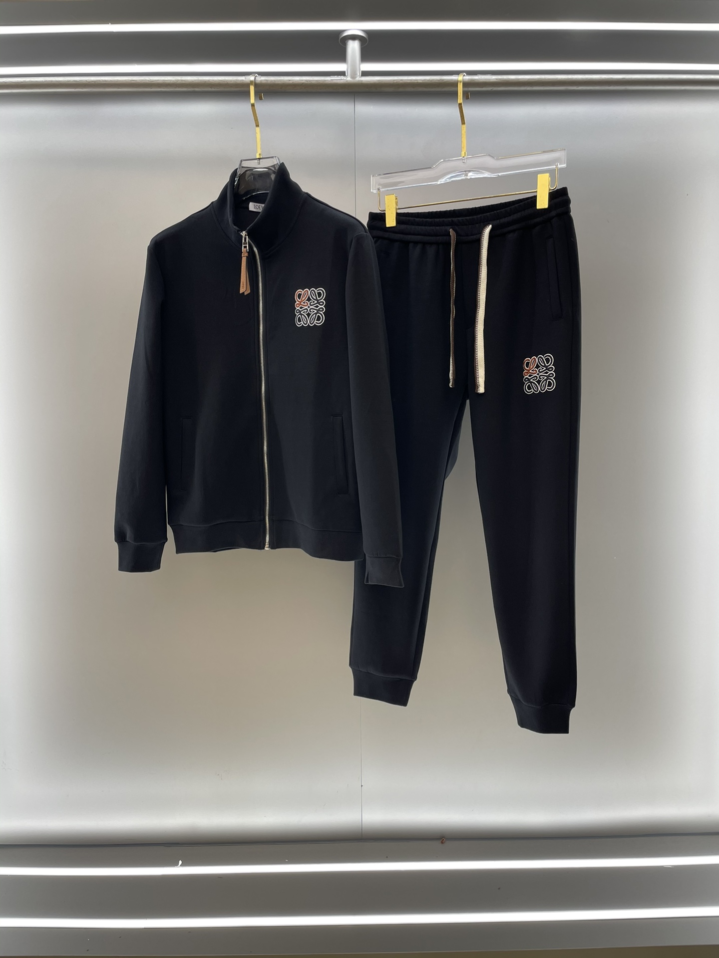 Loewe 2024 Cardigan Set - Embroidered Logo, Premium Fabric, Black and White