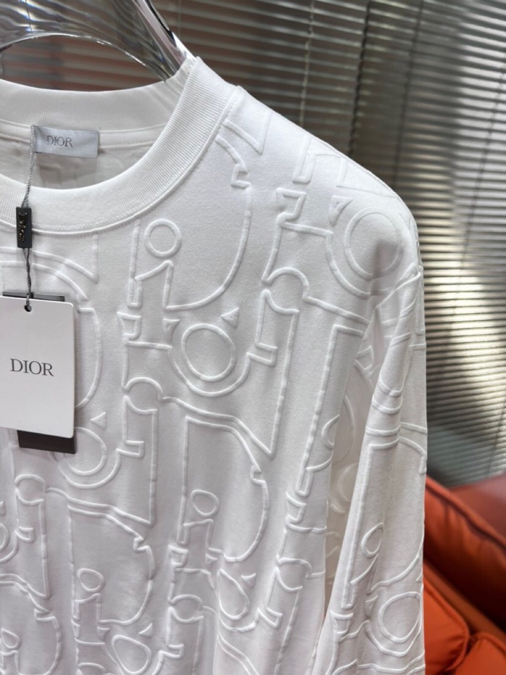 Dior 迪奥2025新款圆领长袖T恤，男女同款情侣款，数码植绒发泡字母logo·定制280克重纯棉面料