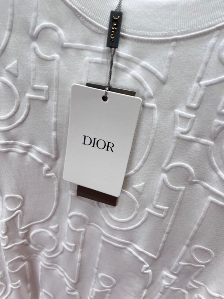 Dior 迪奥2025新款圆领长袖T恤，男女同款情侣款，数码植绒发泡字母logo·定制280克重纯棉面料