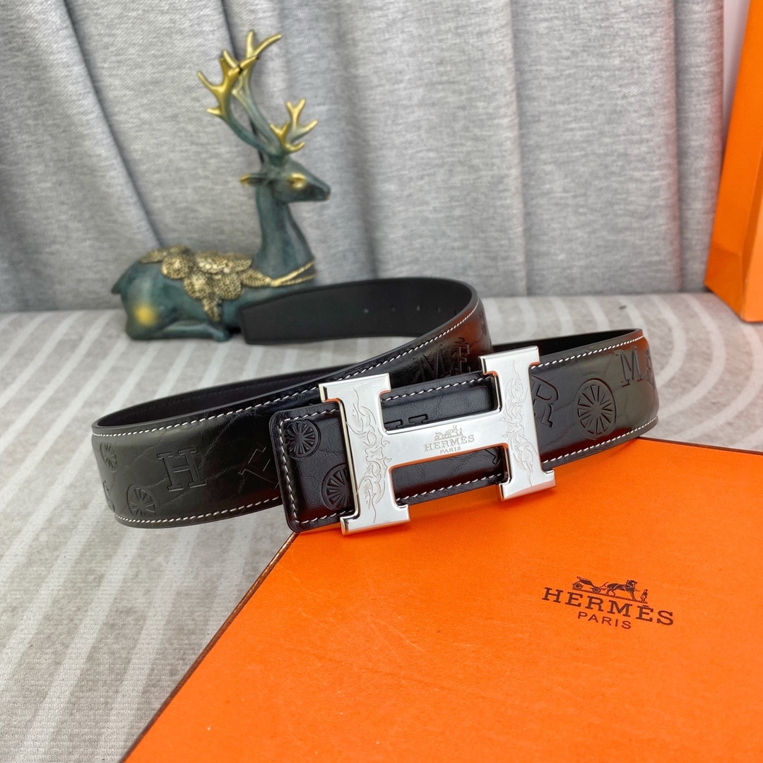 爱马仕💕 特种皮腰带系列 ,原厂五金精品不锈钢扣,手感柔软舒适 宽3.8CM。