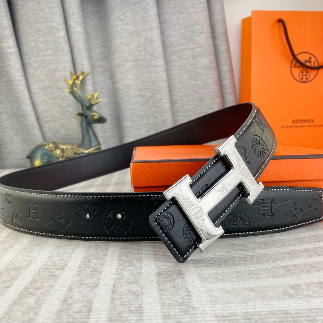 爱马仕💕 特种皮腰带系列 ,原厂五金精品不锈钢扣,手感柔软舒适 宽3.8CM。