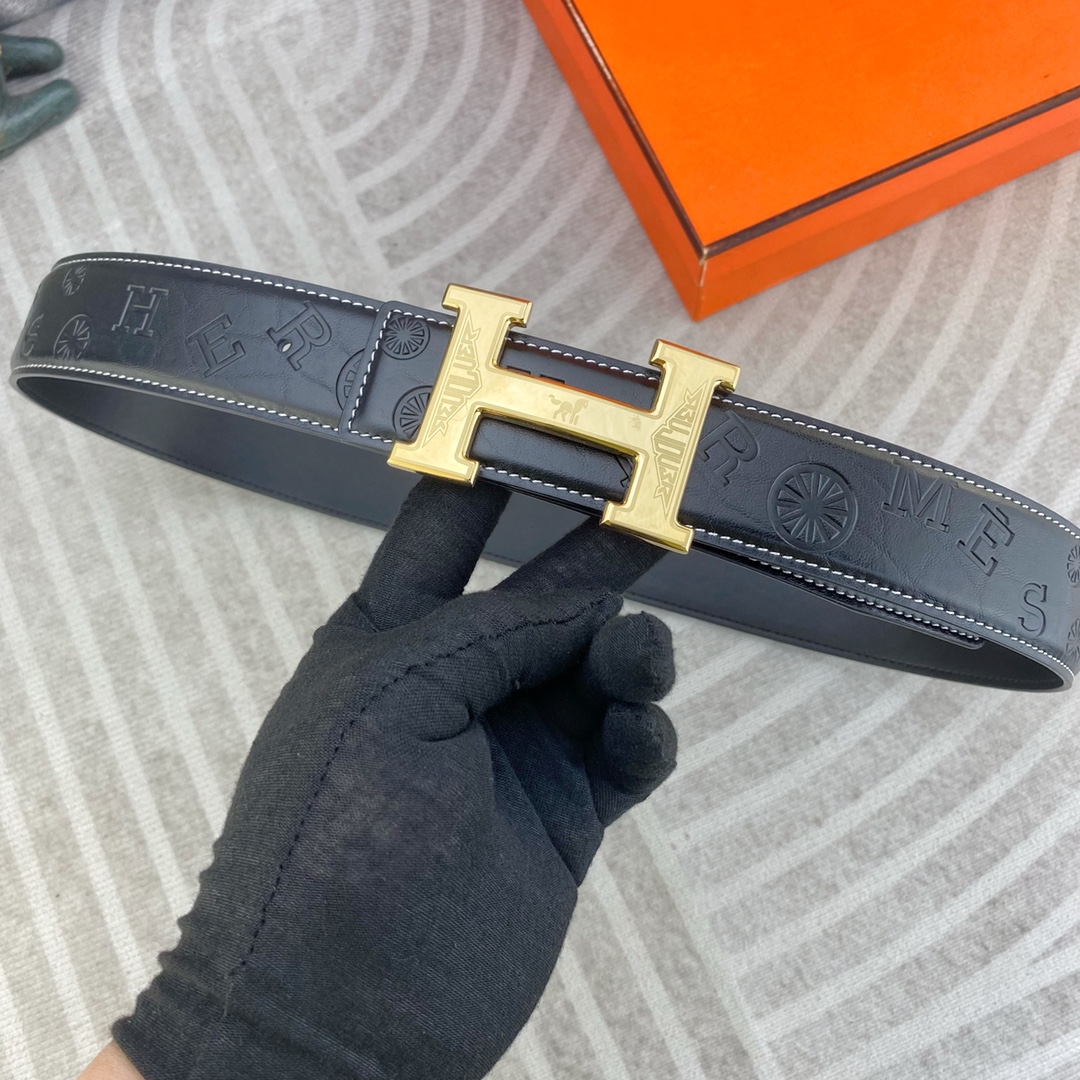 爱马仕💕 特种皮腰带系列 ，原厂五金精品不锈钢扣，手感柔软舒适 宽3.8CM。