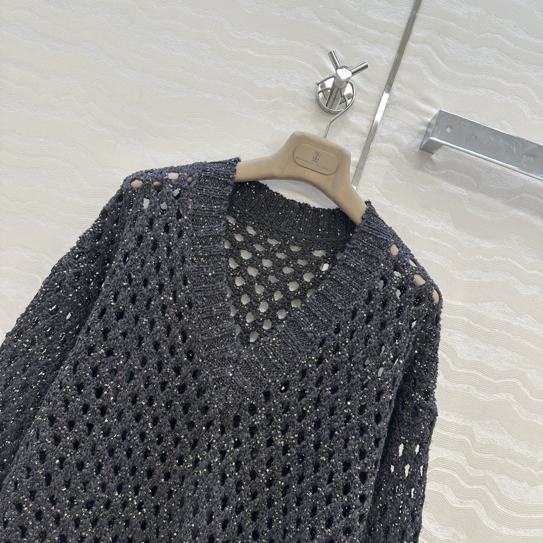 独家首发🍒高端原单品质！行走的高定 BC高智感穿搭！超重工的刺绣闪耀珠片钩花V领毛衣⚠️徳国进口机打造编