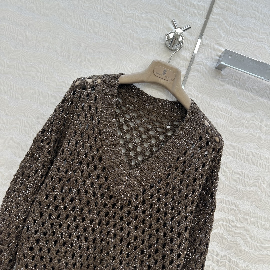 独家首发🍒高端原单品质！行走的高定 BC高智感穿搭！超重工的刺绣闪耀珠片钩花V领毛衣⚠️徳国进口机打造编