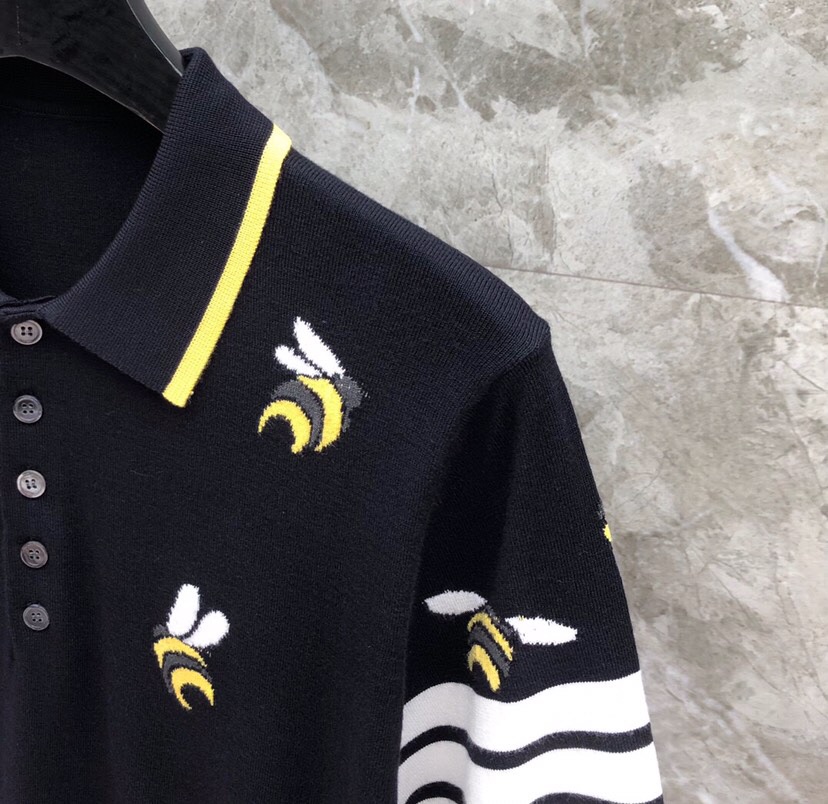 THOM BROWNE 汤姆布朗 TB重工小鸟蜜蜂🐝翻领T恤针织POLO衫，男女同款情侣款\n码数：1-