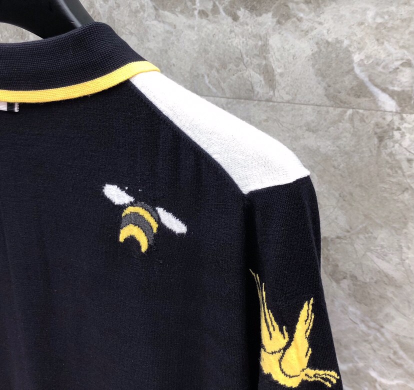 THOM BROWNE 汤姆布朗 TB重工小鸟蜜蜂🐝翻领T恤针织POLO衫，男女同款情侣款\n码数：1-