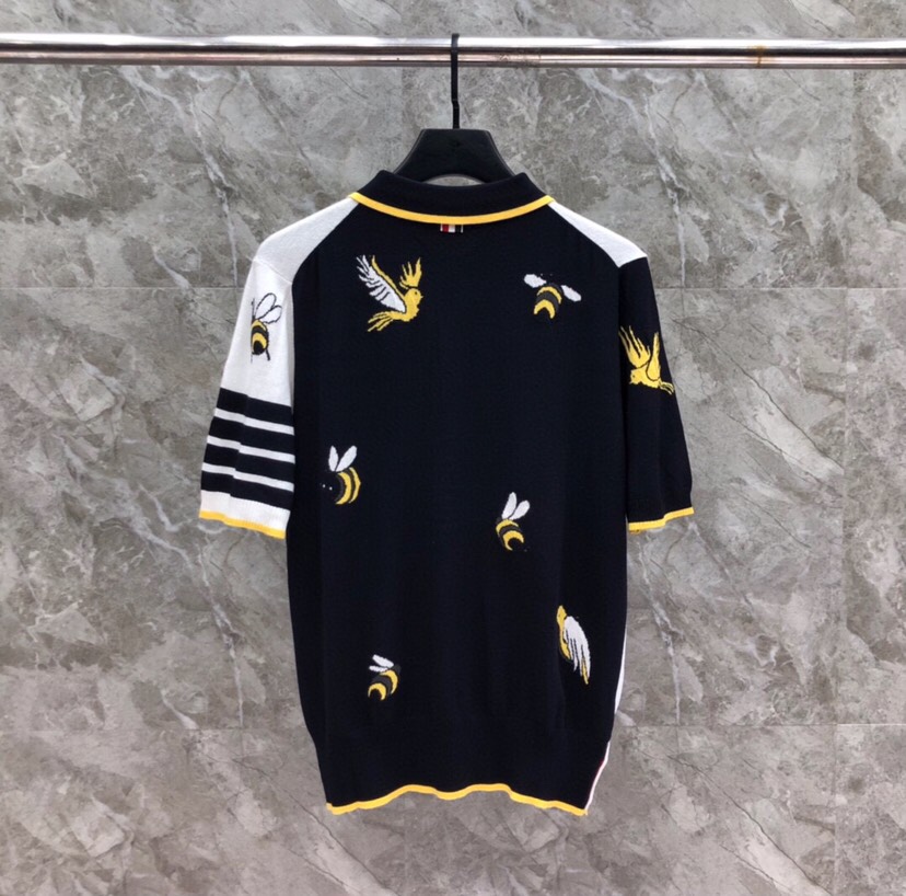 THOM BROWNE 汤姆布朗 TB重工小鸟蜜蜂🐝翻领T恤针织POLO衫，男女同款情侣款\n码数：1-