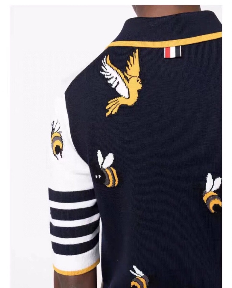 THOM BROWNE 汤姆布朗 TB重工小鸟蜜蜂🐝翻领T恤针织POLO衫，男女同款情侣款\n码数：1-