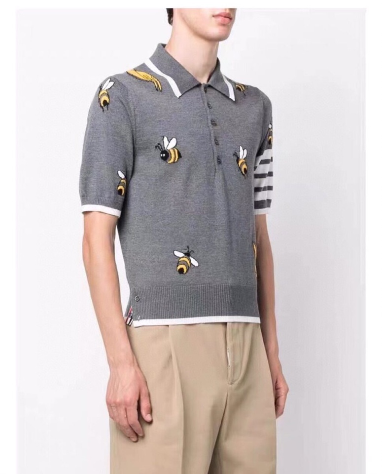 THOM BROWNE 汤姆布朗 TB重工小鸟蜜蜂🐝翻领T恤针织POLO衫，男女同款情侣款\n码数：1-