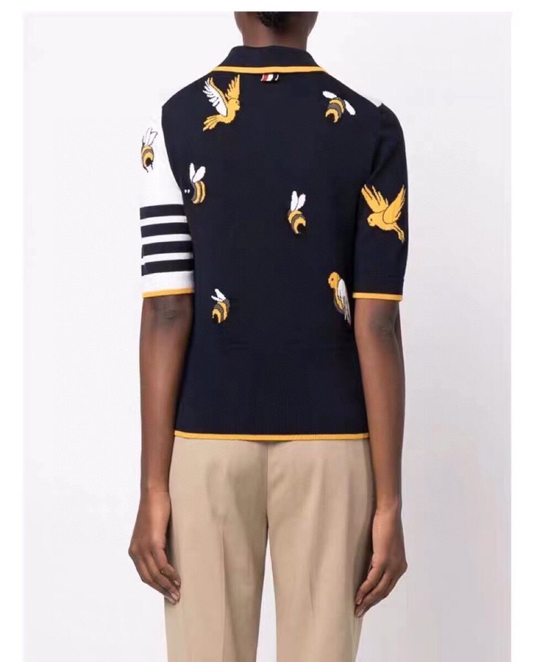 THOM BROWNE 汤姆布朗 TB重工小鸟蜜蜂🐝翻领T恤针织POLO衫，男女同款情侣款\n码数：1-