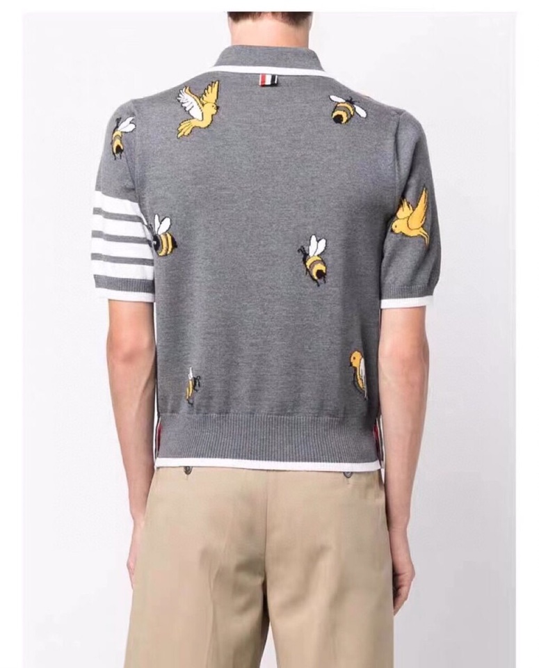 THOM BROWNE 汤姆布朗 TB重工小鸟蜜蜂🐝翻领T恤针织POLO衫，男女同款情侣款\n码数：1-