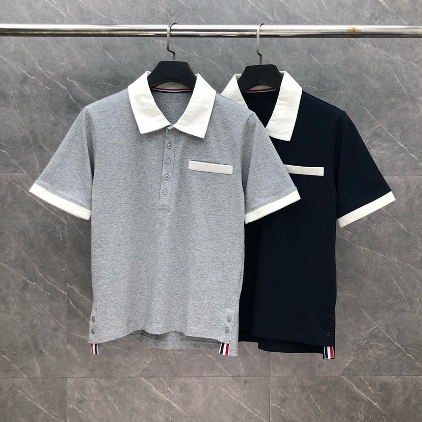THOM BROWNE 汤姆布朗 TB小白领平纹翻领POLO，短袖翻领T恤Polo衫\n码数：1-5 颜