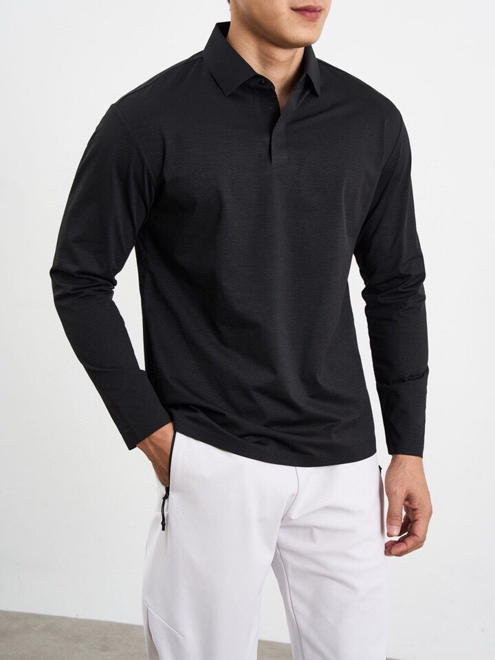 Descente迪桑特GOLF同款系列翻领长袖T恤，180克重杜邦索罗娜棉感材质，进口户外面料。以针织的