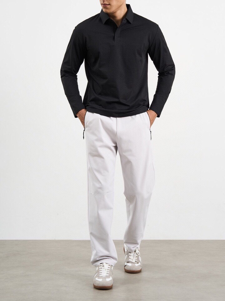 Descente迪桑特GOLF同款系列翻领长袖T恤，180克重杜邦索罗娜棉感材质，进口户外面料。以针织的