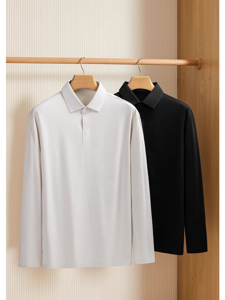 Descente迪桑特GOLF同款系列翻领长袖T恤，180克重杜邦索罗娜棉感材质，进口户外面料。以针织的