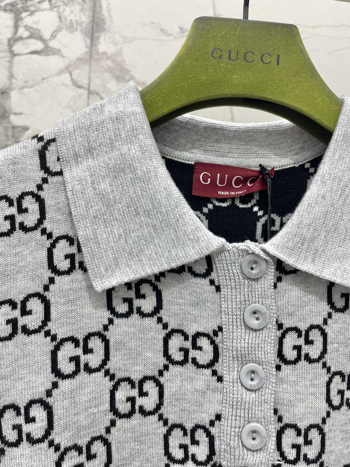 𝗚𝗨𝗖𝗖*古驰羊毛提花Polo衫式连衣裙短袖Polo衫式的领口，带着一股休闲又优雅的气质，既不会过于正式