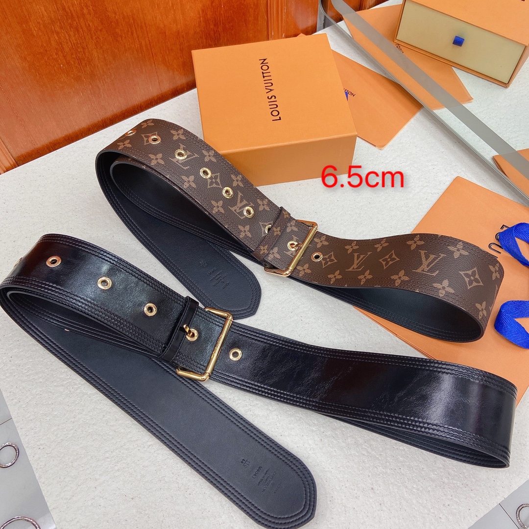 Lv官网同款腰封 头层牛皮与经典专用料，精品五金，6.5cm宽度