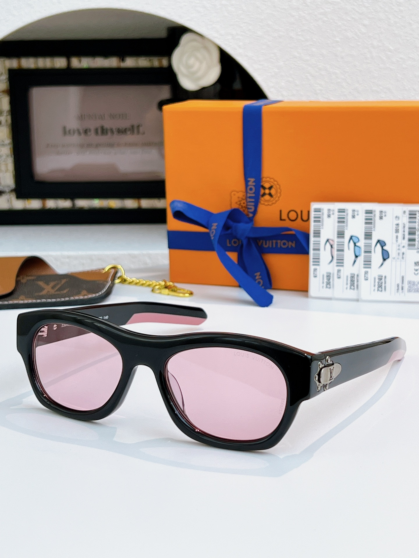 NEW 新品拼色系LOUIS VUITTO*LV Frog Round Square Sunglasse