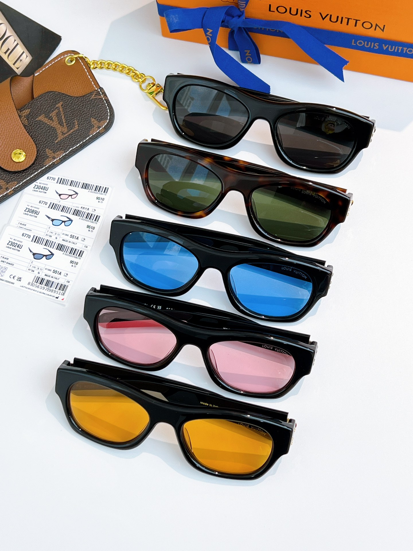 NEW 新品拼色系LOUIS VUITTO*LV Frog Round Square Sunglasse