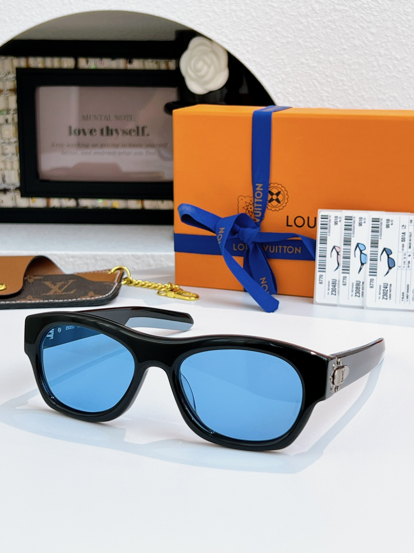 NEW 新品拼色系LOUIS VUITTO*LV Frog Round Square Sunglasse