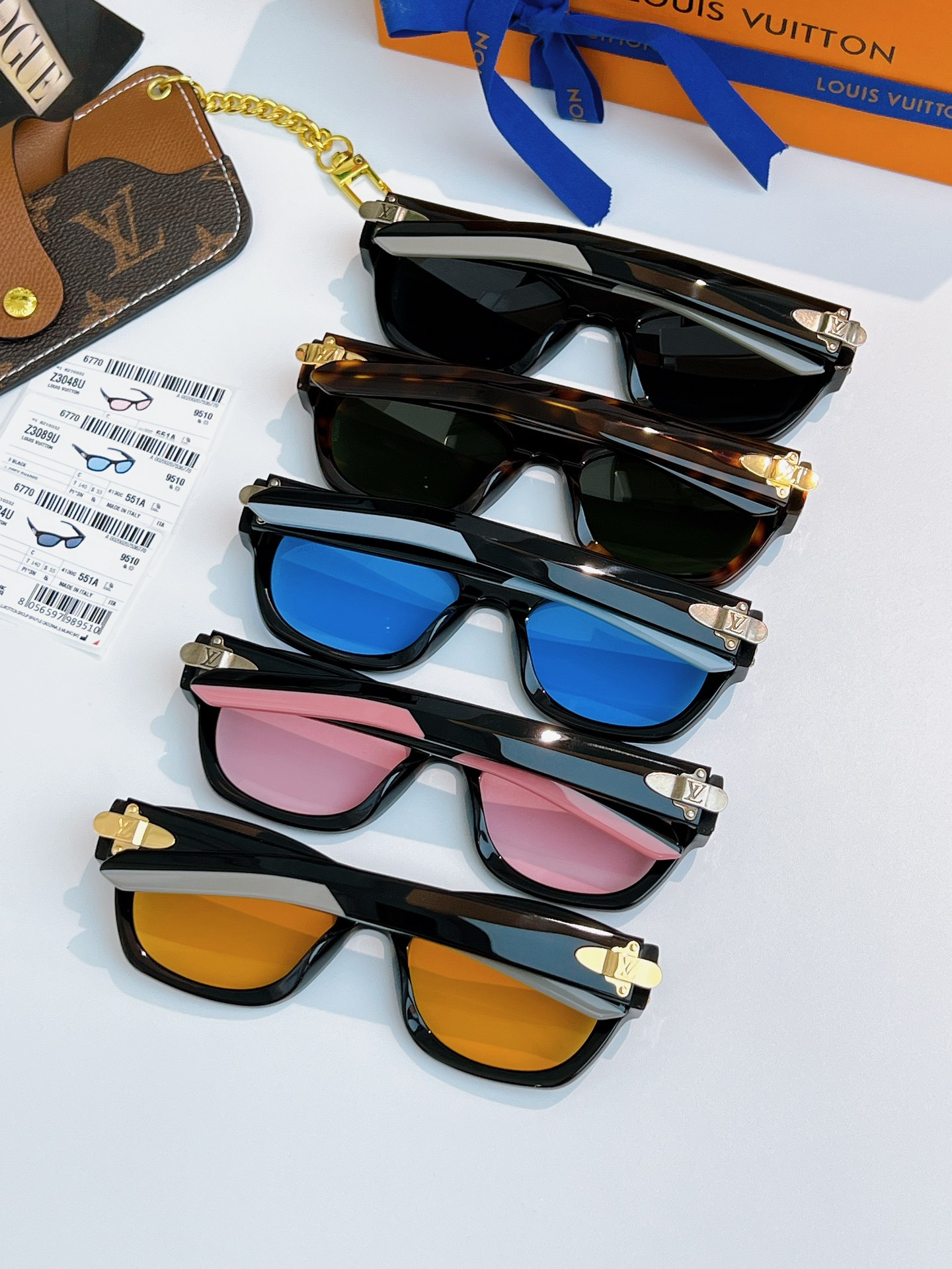 NEW 新品拼色系LOUIS VUITTO*LV Frog Round Square Sunglasse