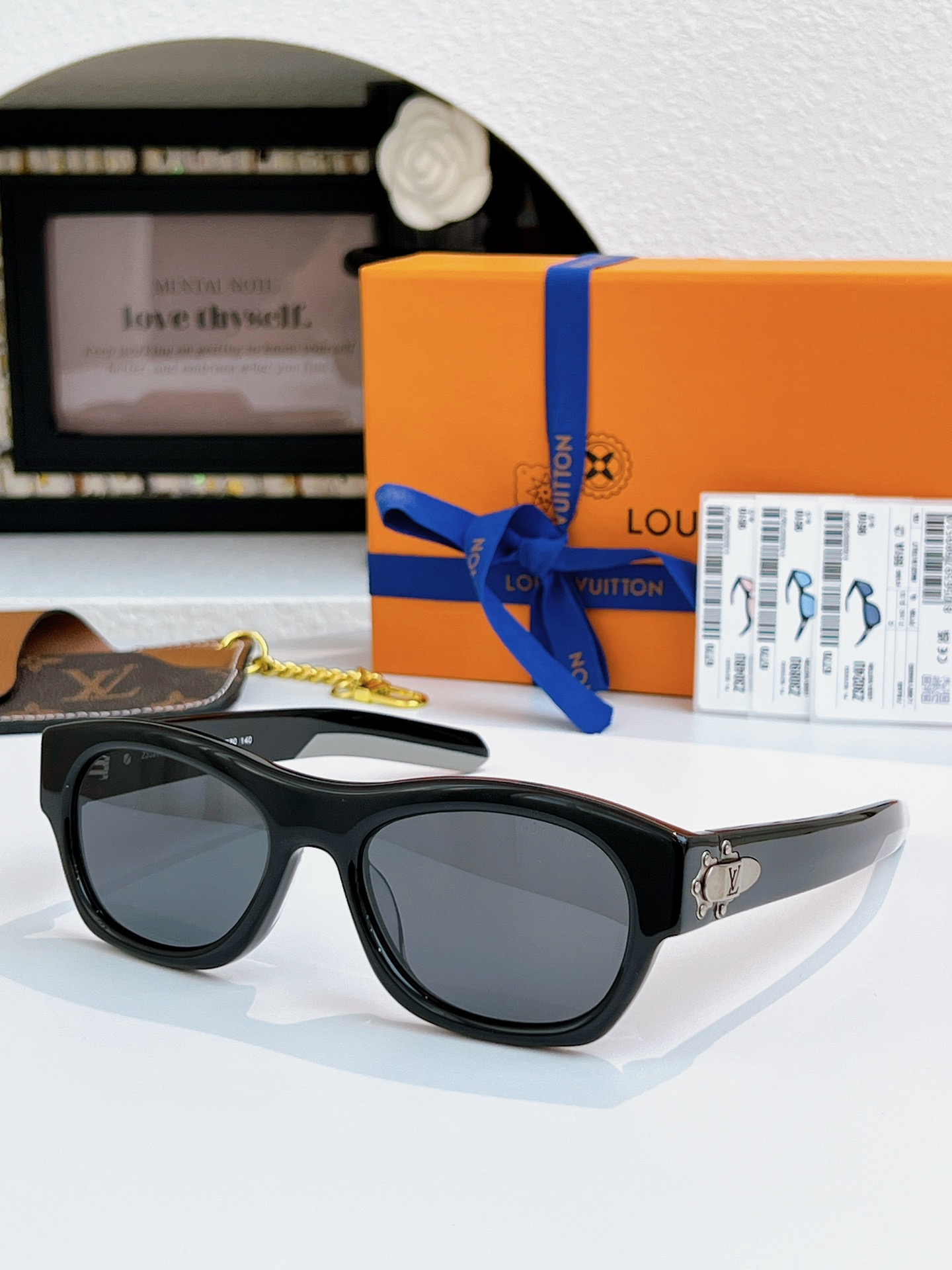 NEW 新品拼色系LOUIS VUITTO*LV Frog Round Square Sunglasse
