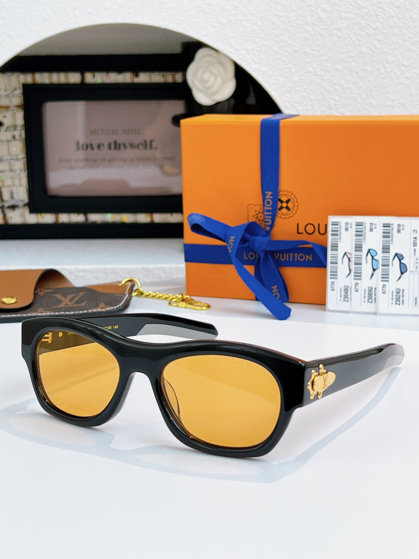 NEW 新品拼色系LOUIS VUITTO*LV Frog Round Square Sunglasse