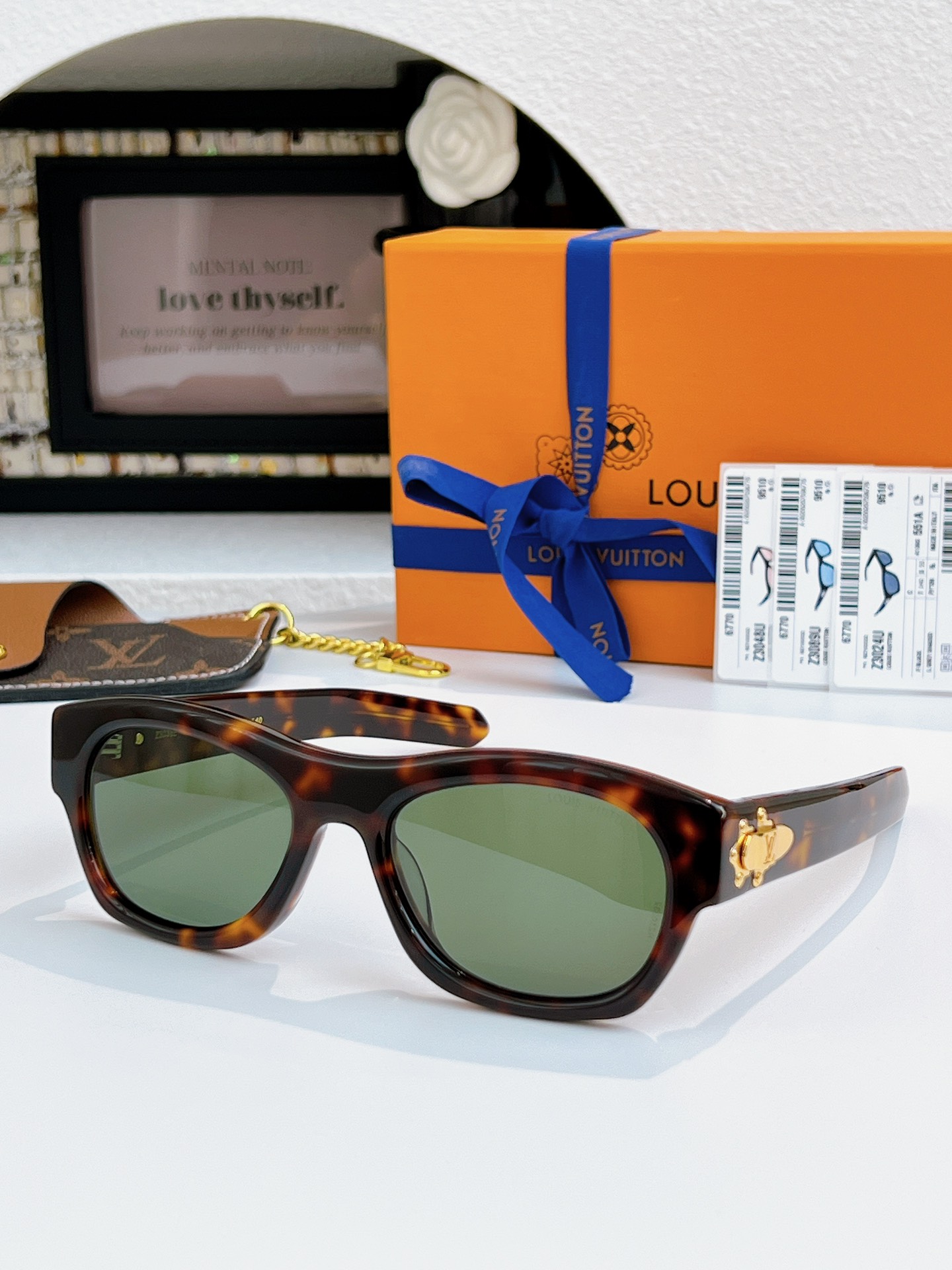 NEW 新品拼色系LOUIS VUITTO*LV Frog Round Square Sunglasse