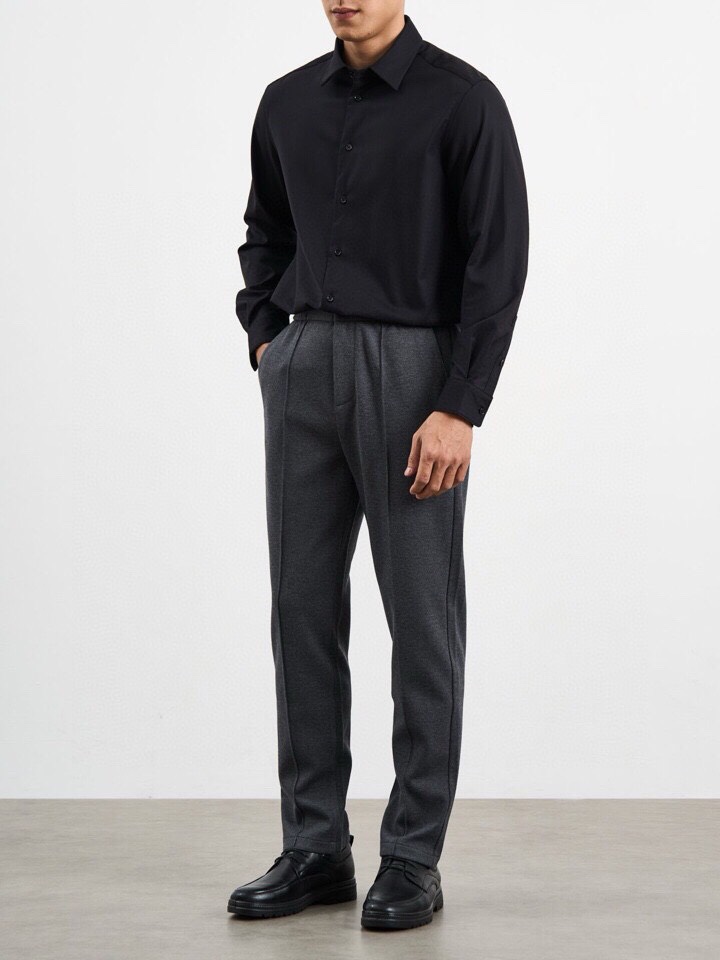 Ermenegildo Zegna 杰尼亚2025秋冬长袖衬衫，185克重莫代尔羊毛混纺面料。4种材质混