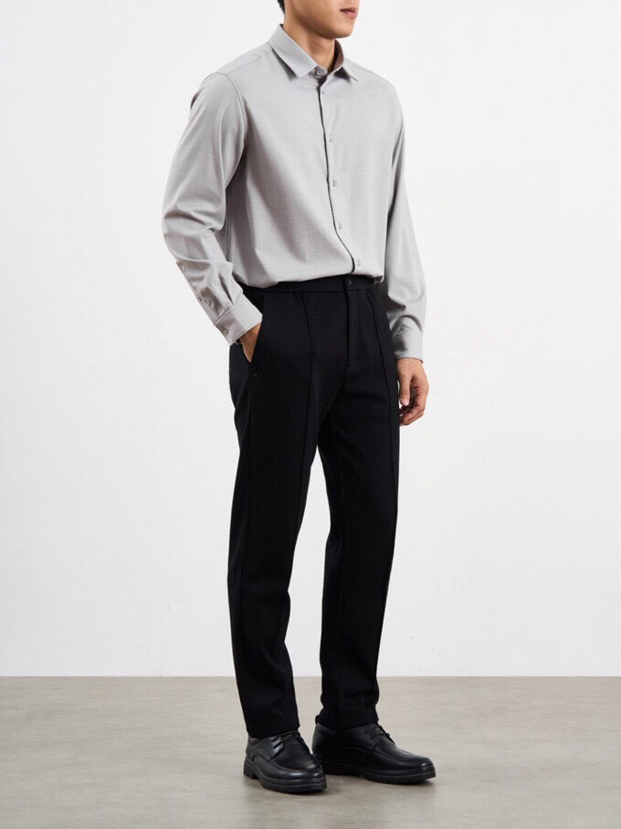 Ermenegildo Zegna 杰尼亚2025秋冬长袖衬衫，185克重莫代尔羊毛混纺面料。4种材质混