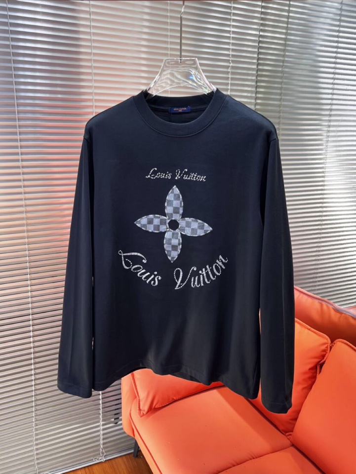 Louis Vuitton 路易威登驴家 LV2025新款圆领长袖T恤，男女同款情侣款，定制280克重纯