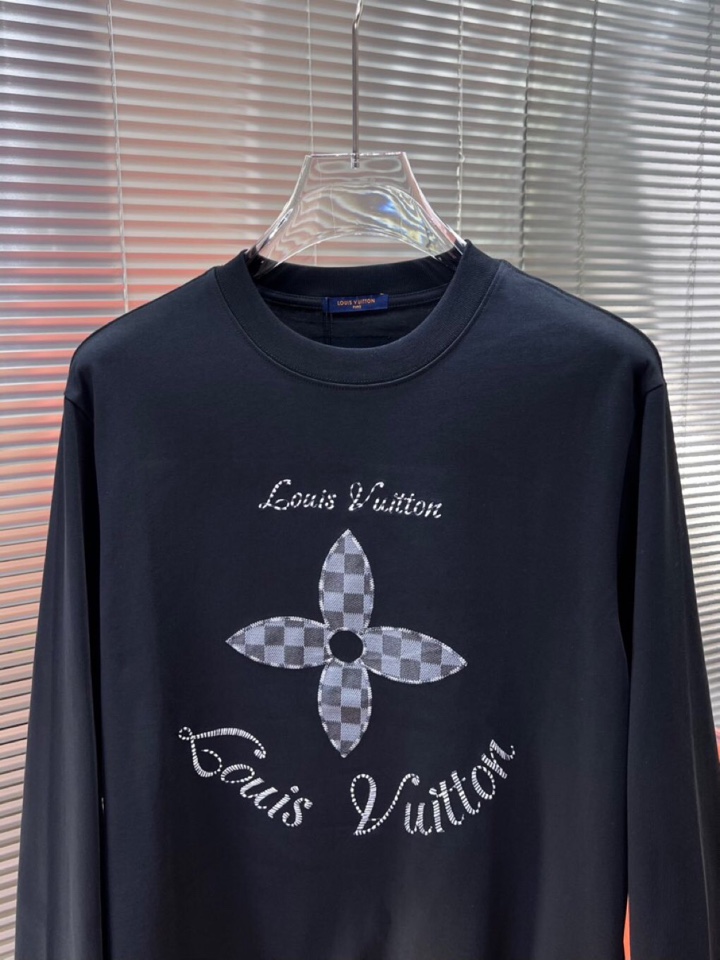 Louis Vuitton 路易威登驴家 LV2025新款圆领长袖T恤，男女同款情侣款，定制280克重纯