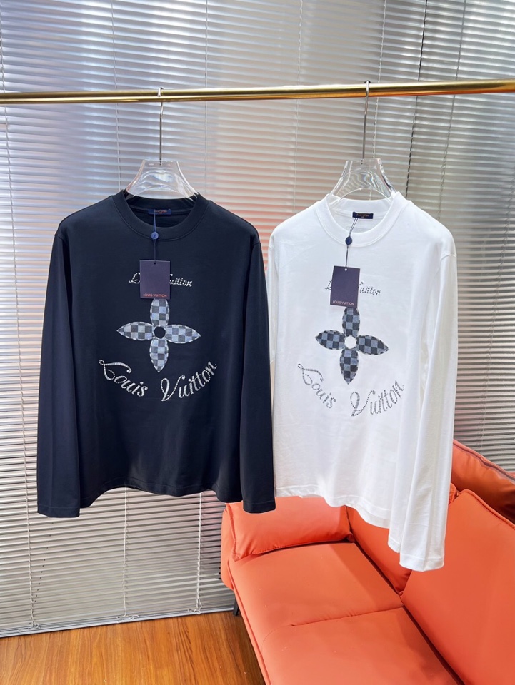 Louis Vuitton 路易威登驴家 LV2025新款圆领长袖T恤，男女同款情侣款，定制280克重纯