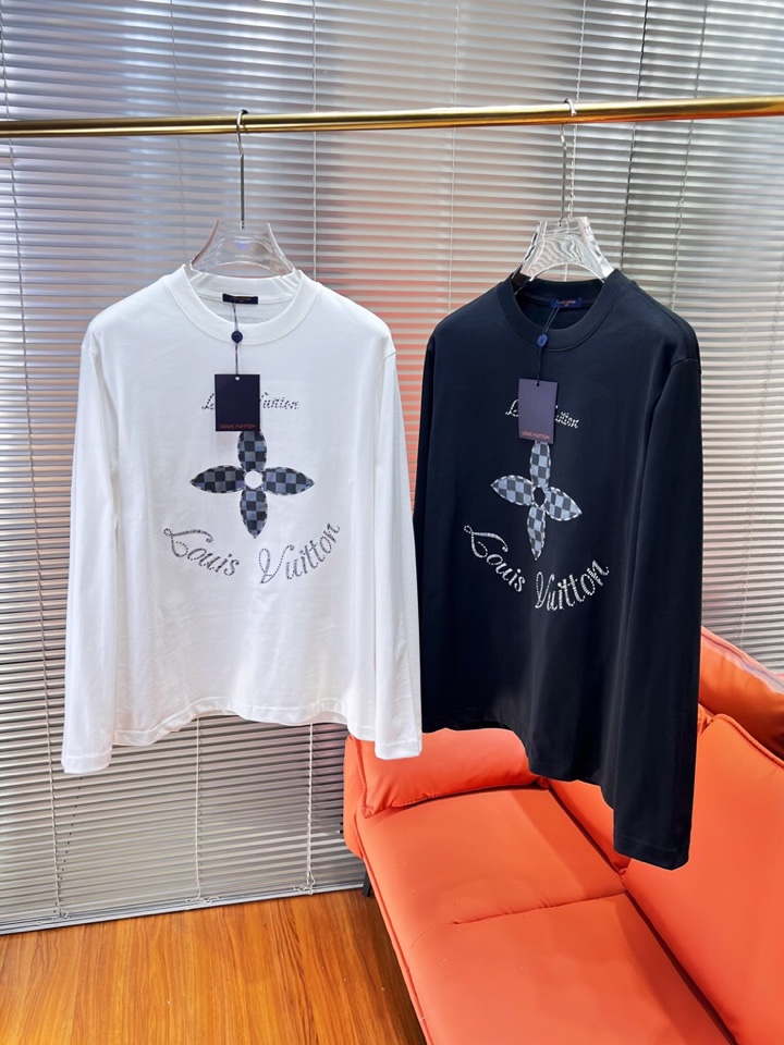 Louis Vuitton 路易威登驴家 LV2025新款圆领长袖T恤，男女同款情侣款，定制280克重纯