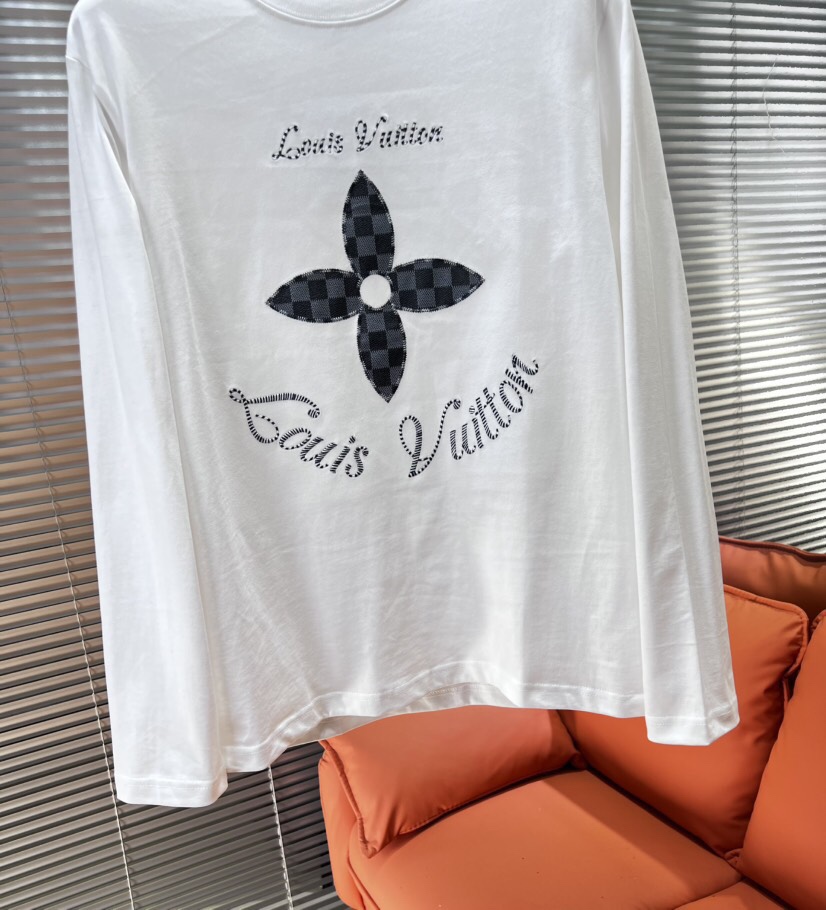 Louis Vuitton 路易威登驴家 LV2025新款圆领长袖T恤，男女同款情侣款，定制280克重纯