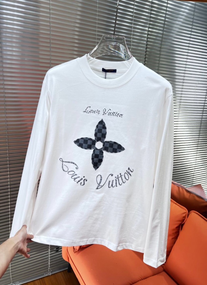 Louis Vuitton 路易威登驴家 LV2025新款圆领长袖T恤，男女同款情侣款，定制280克重纯