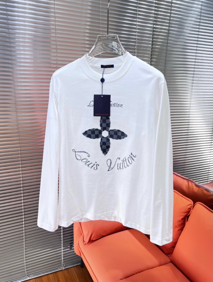 Louis Vuitton 路易威登驴家 LV2025新款圆领长袖T恤，男女同款情侣款，定制280克重纯