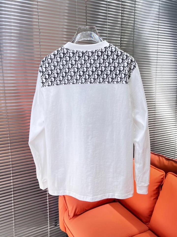 Dior 迪奥2025新款圆领长袖T恤，男女同款情侣款，定制280克重纯棉面料，定染32支双股螺纹、领标