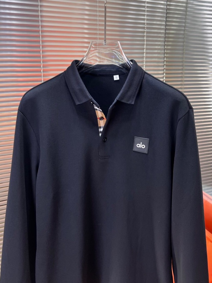 alo 2025秋冬新款首发最新款厚款翻领长袖T恤Polo衫，高端订制 设计前卫时尚！品牌logo重工艺