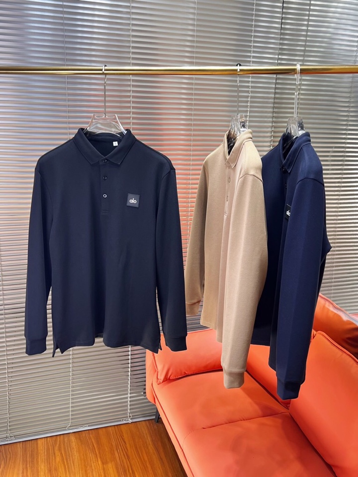 alo 2025秋冬新款首发最新款厚款翻领长袖T恤Polo衫，高端订制 设计前卫时尚！品牌logo重工艺