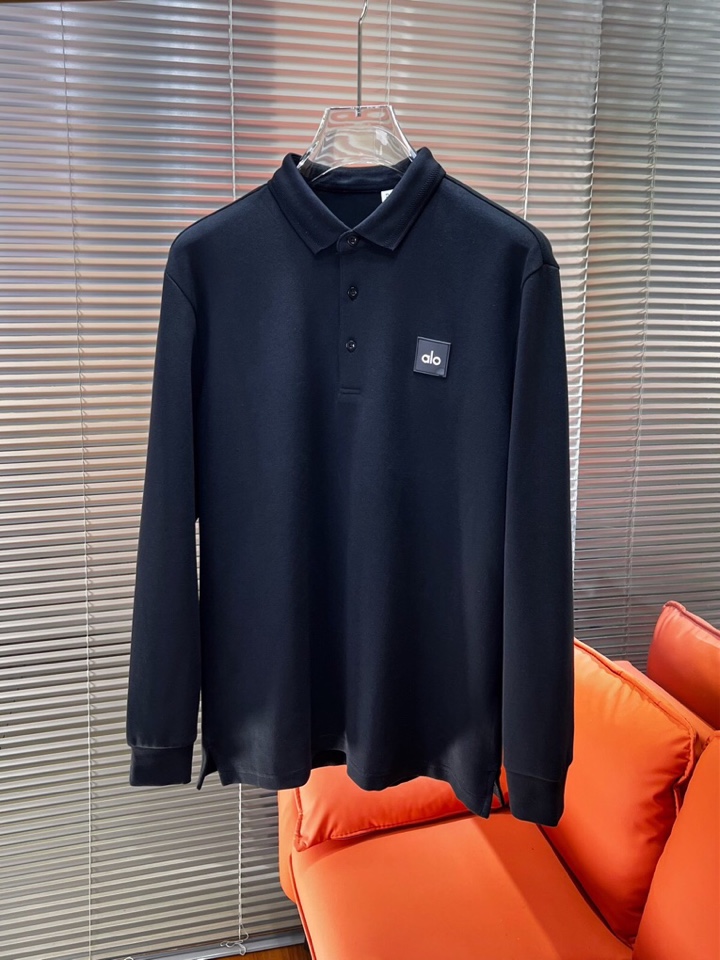 alo 2025秋冬新款首发最新款厚款翻领长袖T恤Polo衫，高端订制 设计前卫时尚！品牌logo重工艺