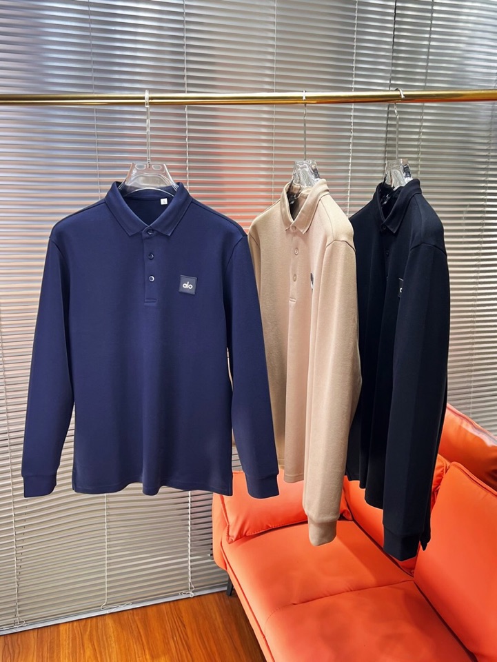 alo 2025秋冬新款首发最新款厚款翻领长袖T恤Polo衫，高端订制 设计前卫时尚！品牌logo重工艺