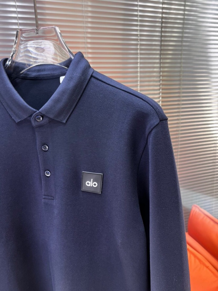 alo 2025秋冬新款首发最新款厚款翻领长袖T恤Polo衫，高端订制 设计前卫时尚！品牌logo重工艺
