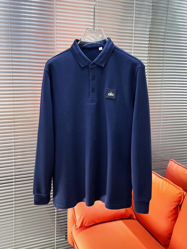 alo 2025秋冬新款首发最新款厚款翻领长袖T恤Polo衫，高端订制 设计前卫时尚！品牌logo重工艺