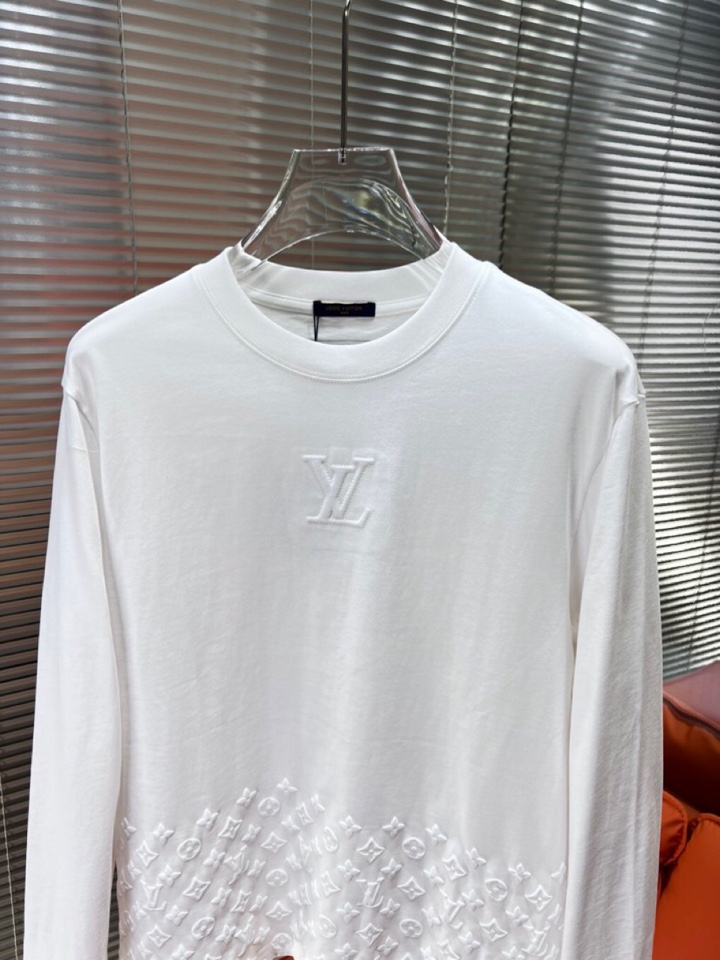 Louis Vuitton 路易威登驴家 LV2025新款圆领长袖T恤，男女同款情侣款，数码植绒发泡四叶