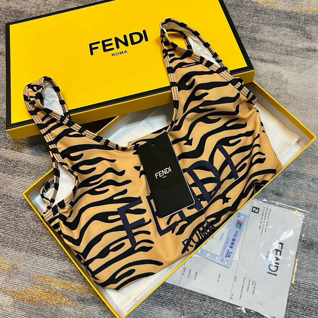 Fendi Tiger Print One-Piece Swimsuit - Breathable, Quick-Dry, & Stretchy