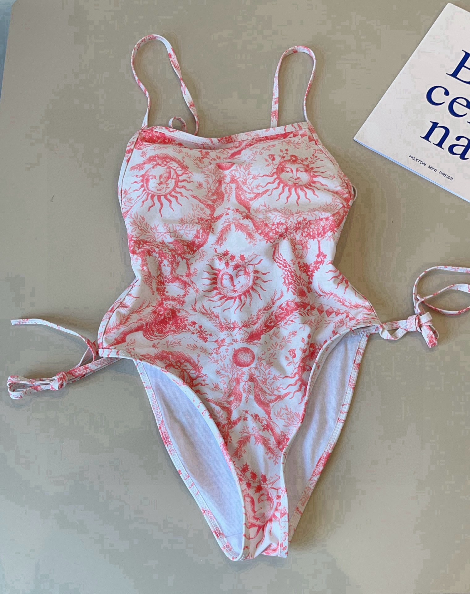 Dior Inspired One-Piece Swimsuit with Chic Sun Print - Flattering Fit